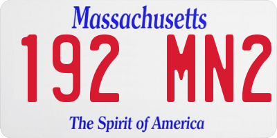 MA license plate 192MN2