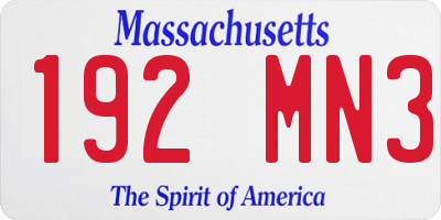 MA license plate 192MN3