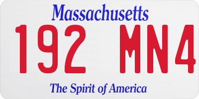 MA license plate 192MN4