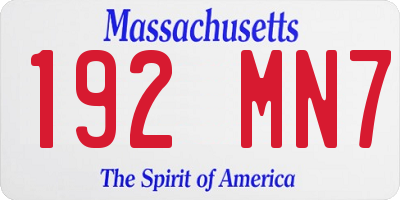 MA license plate 192MN7