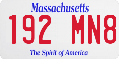 MA license plate 192MN8