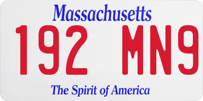 MA license plate 192MN9