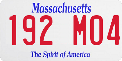 MA license plate 192MO4