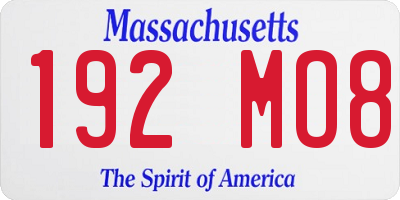 MA license plate 192MO8