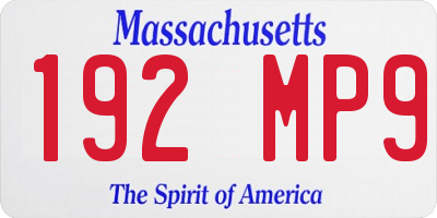 MA license plate 192MP9