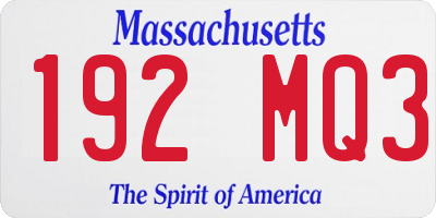 MA license plate 192MQ3
