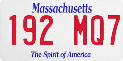 MA license plate 192MQ7