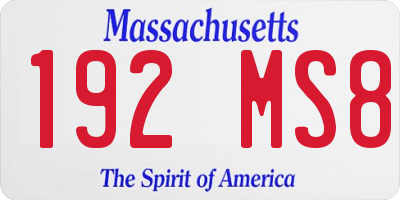 MA license plate 192MS8