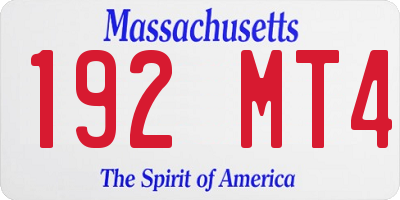 MA license plate 192MT4