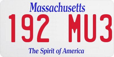 MA license plate 192MU3
