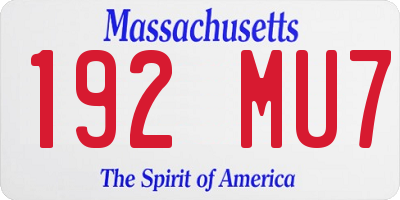 MA license plate 192MU7