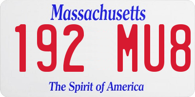 MA license plate 192MU8