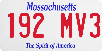 MA license plate 192MV3