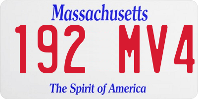 MA license plate 192MV4