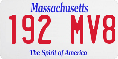 MA license plate 192MV8