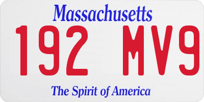MA license plate 192MV9