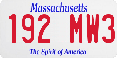 MA license plate 192MW3
