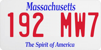 MA license plate 192MW7