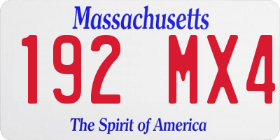 MA license plate 192MX4