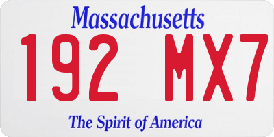 MA license plate 192MX7