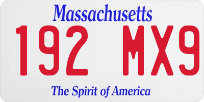 MA license plate 192MX9