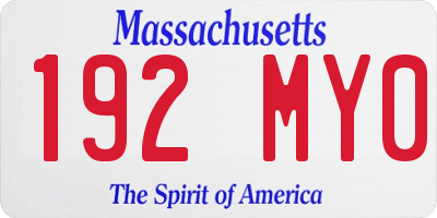 MA license plate 192MY0