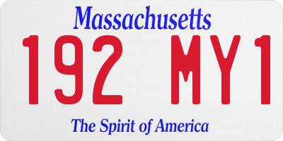 MA license plate 192MY1