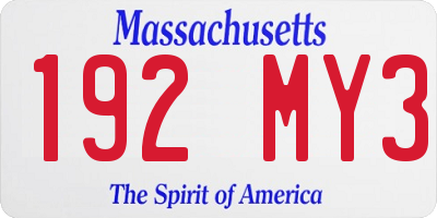 MA license plate 192MY3
