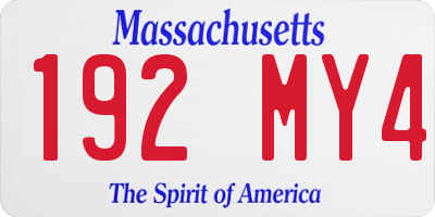 MA license plate 192MY4