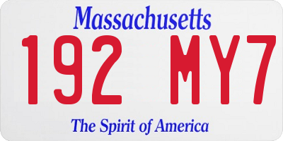 MA license plate 192MY7