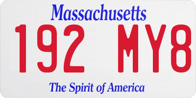 MA license plate 192MY8