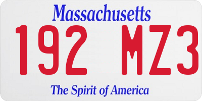 MA license plate 192MZ3