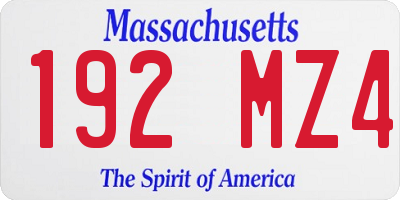 MA license plate 192MZ4