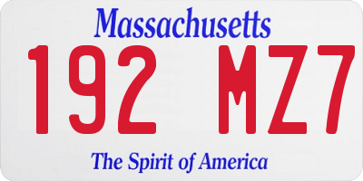 MA license plate 192MZ7