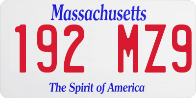 MA license plate 192MZ9