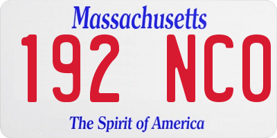 MA license plate 192NC0