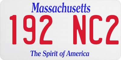 MA license plate 192NC2