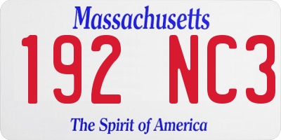MA license plate 192NC3
