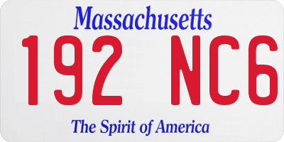 MA license plate 192NC6