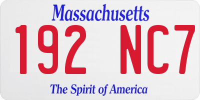 MA license plate 192NC7