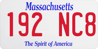 MA license plate 192NC8