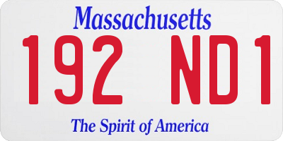 MA license plate 192ND1
