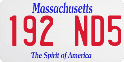 MA license plate 192ND5