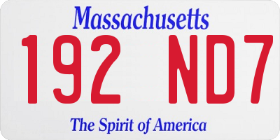 MA license plate 192ND7