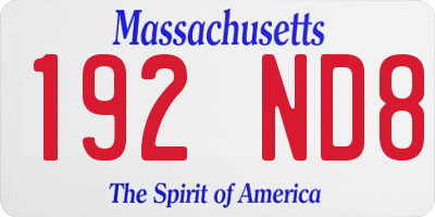 MA license plate 192ND8