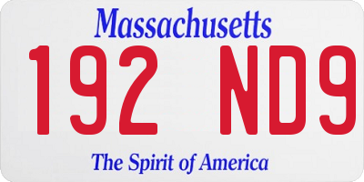 MA license plate 192ND9