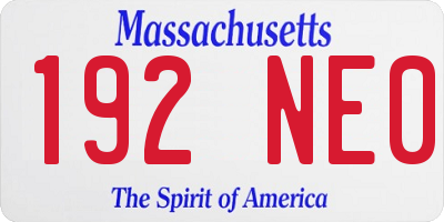 MA license plate 192NE0
