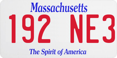 MA license plate 192NE3