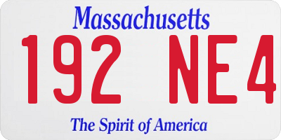 MA license plate 192NE4