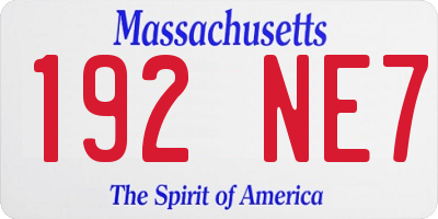 MA license plate 192NE7